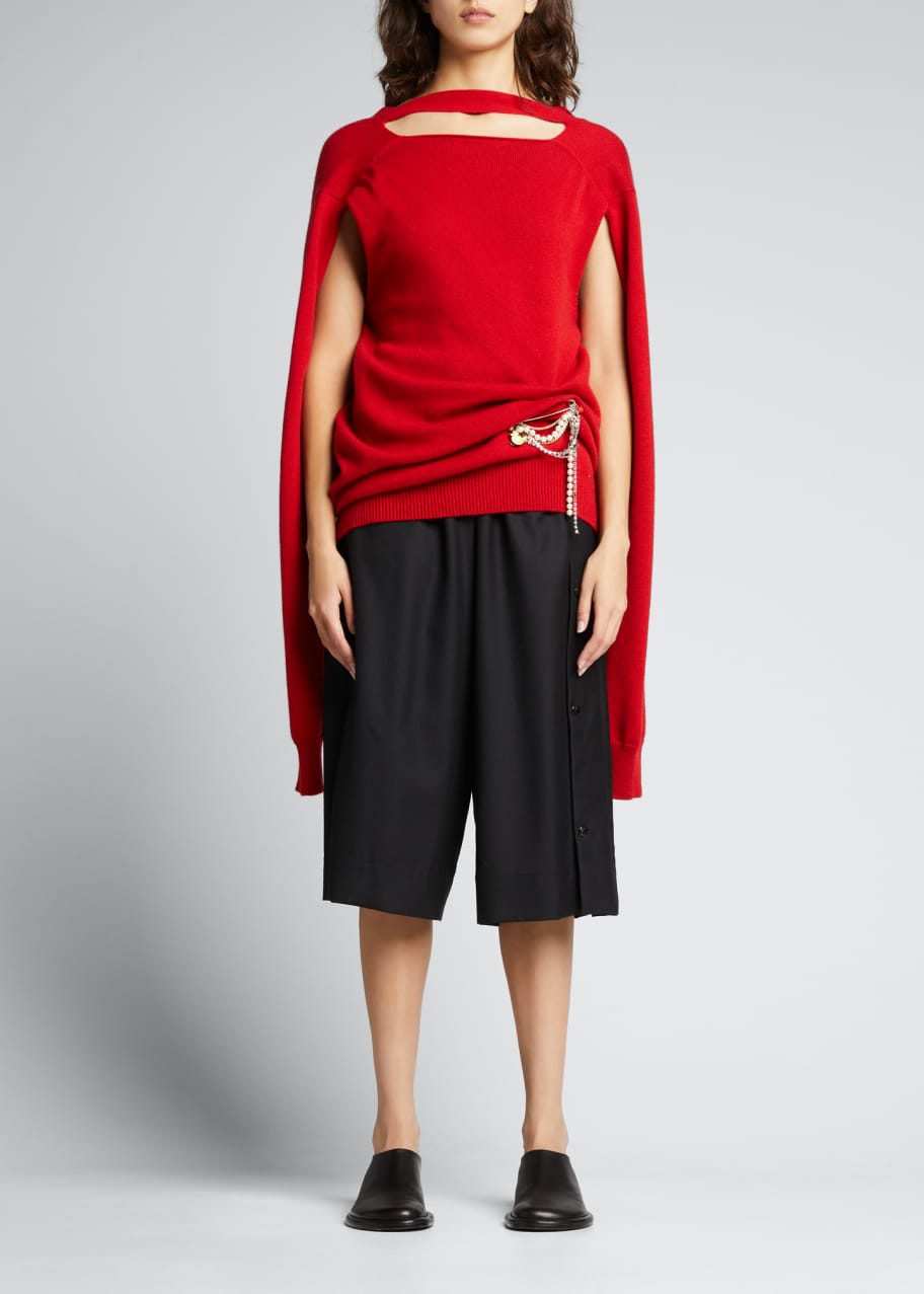 MERYLL ROGGE Draped Cashmere Cardigan w/ Brooch - Bergdorf Goodman