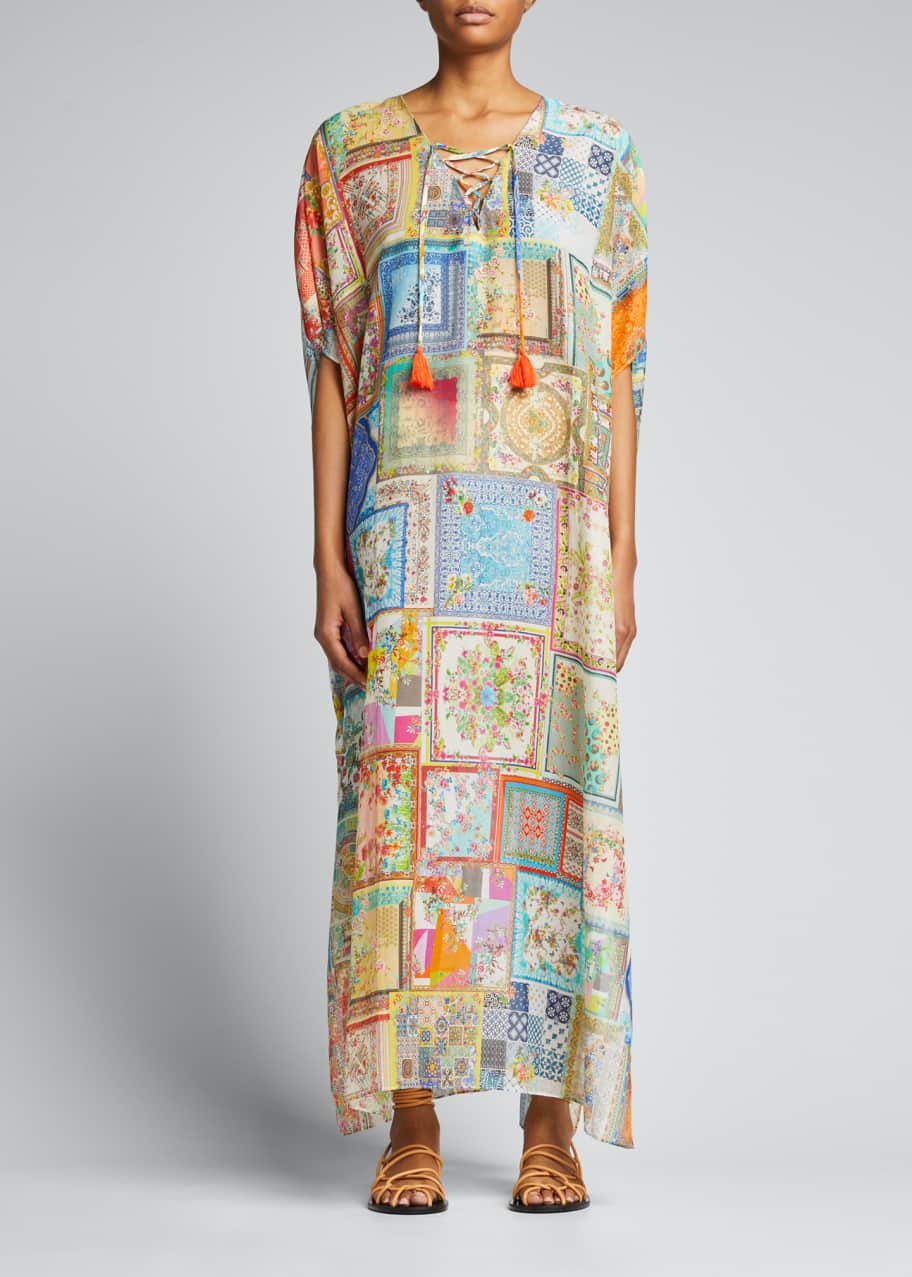 Johnny Was Bella Lace-Up Maxi Kaftan Dress - Bergdorf Goodman