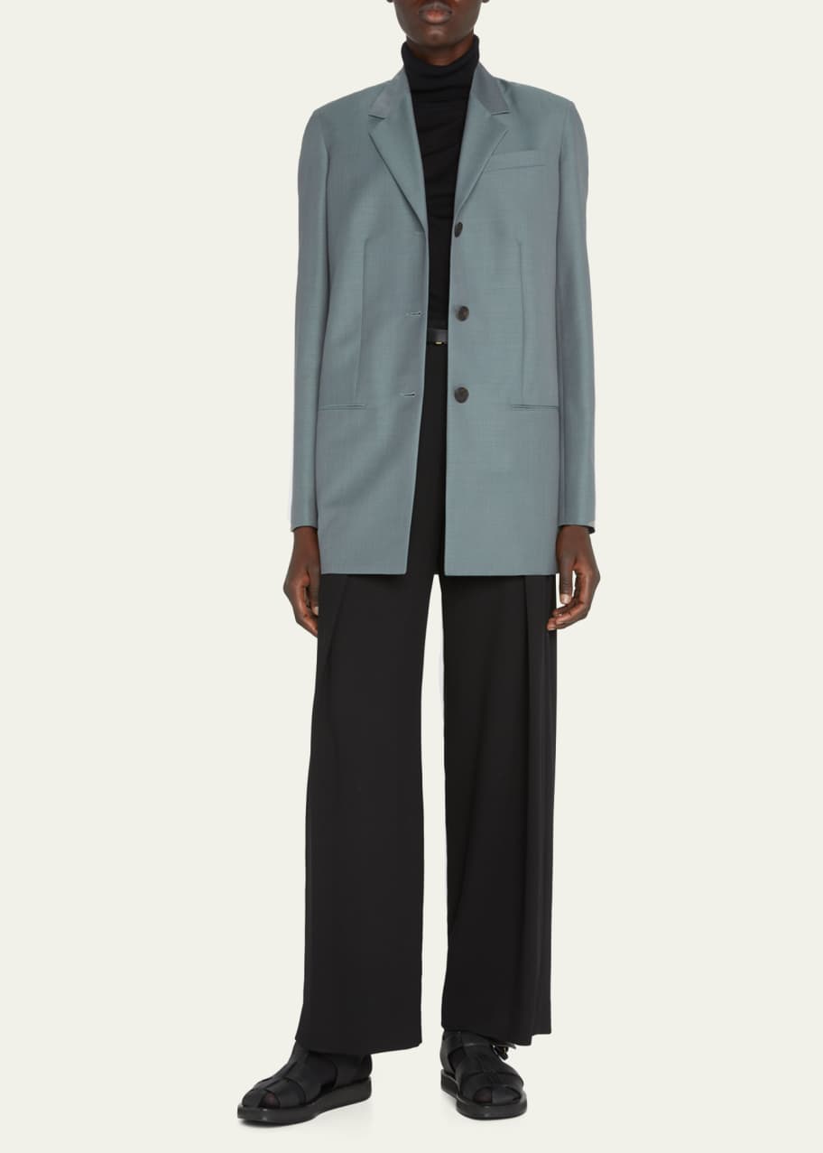 ノーカラージャケット THE ROW - deres Patricia / floating linen jacket The Row Nat Jacket in Pearl Grey | FWRD
