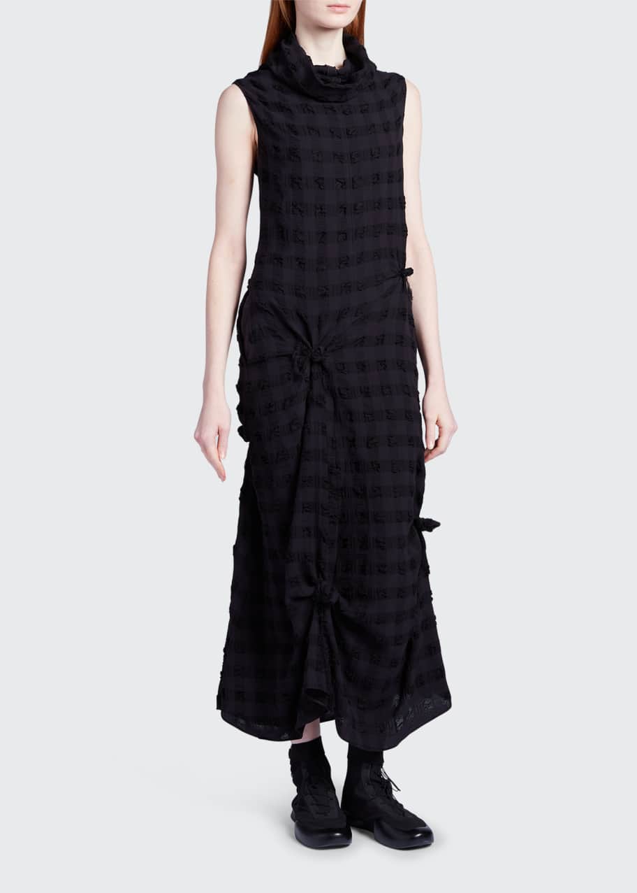 THE ROW Grenada Plaid Knotted Maxi Dress w/ Lace Inserts - Bergdorf Goodman