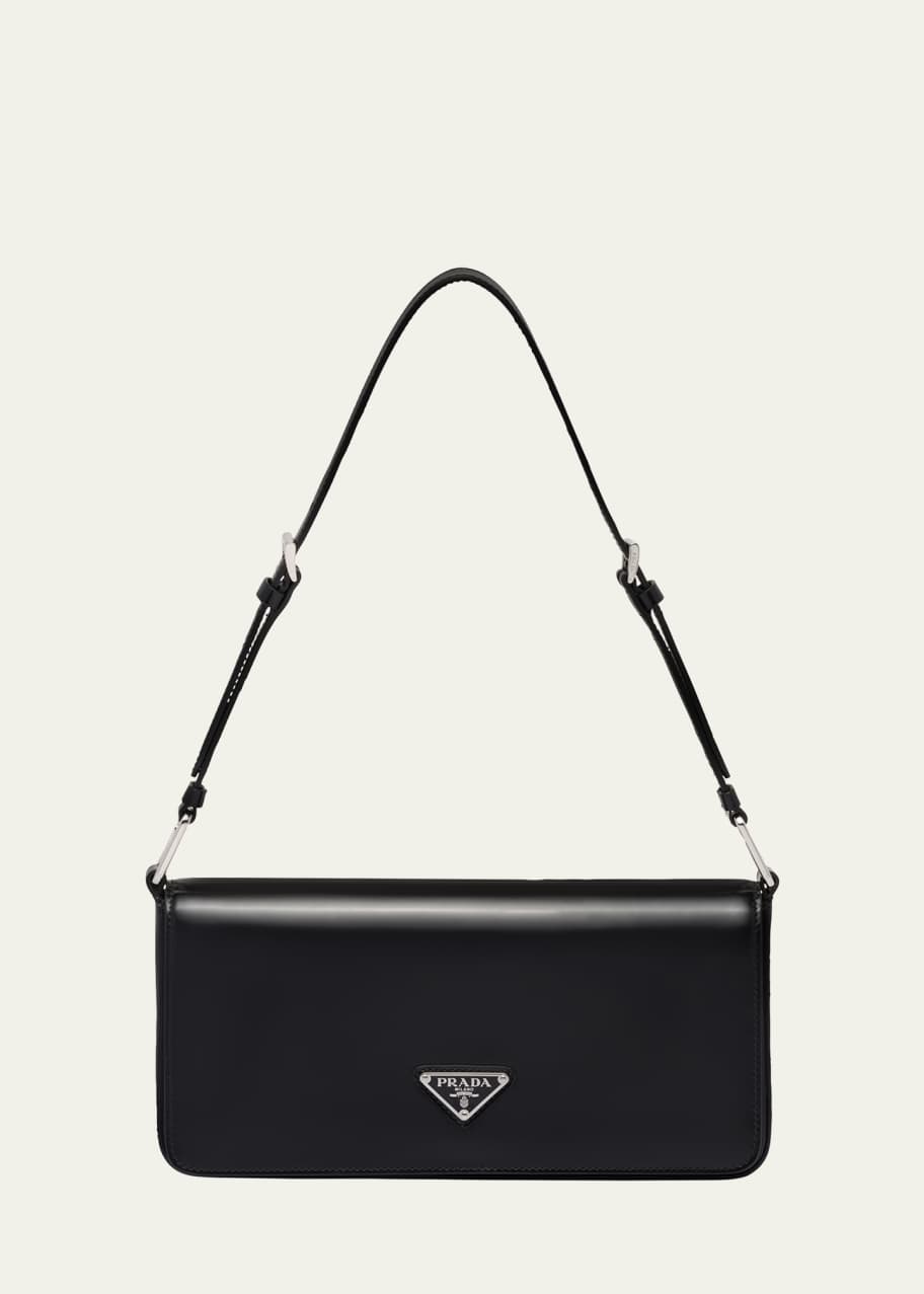 Prada Triangle Logo Brushed Leather Shoulder Bag - Bergdorf Goodman