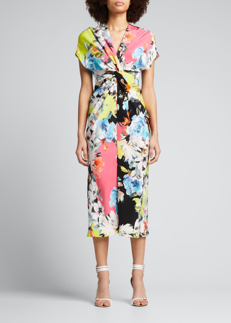 Prabal Gurung Floral Twist Front Midi Sheath Dress Bergdorf Goodman