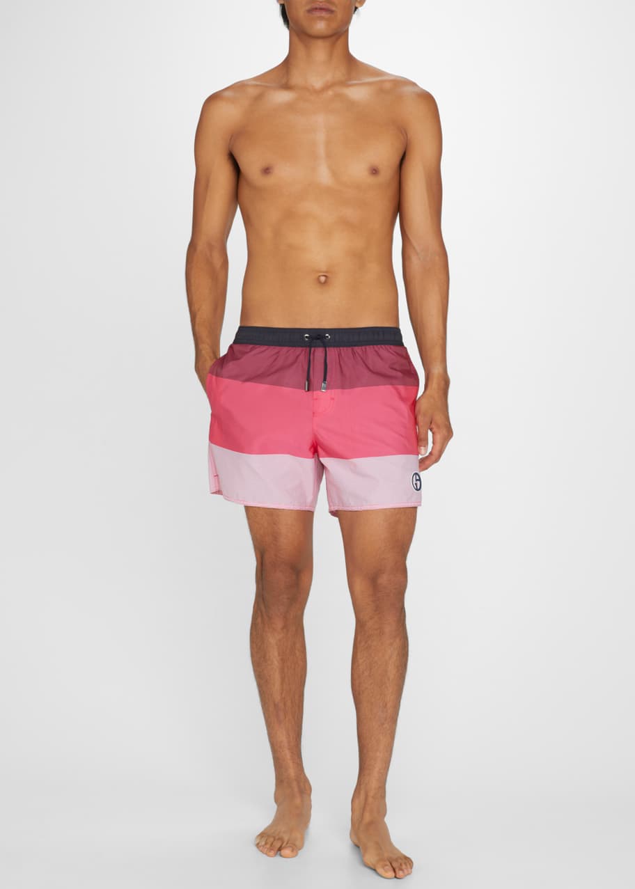 Armani Men's Stripe Swim Trunks Bergdorf Goodman
