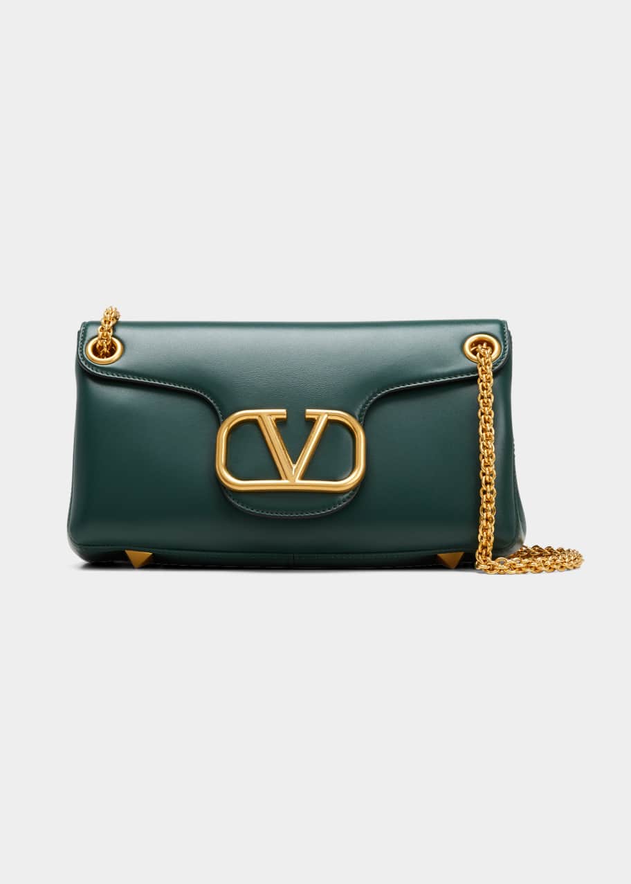 Roman Stud VLOGO Leather Shoulder Bag