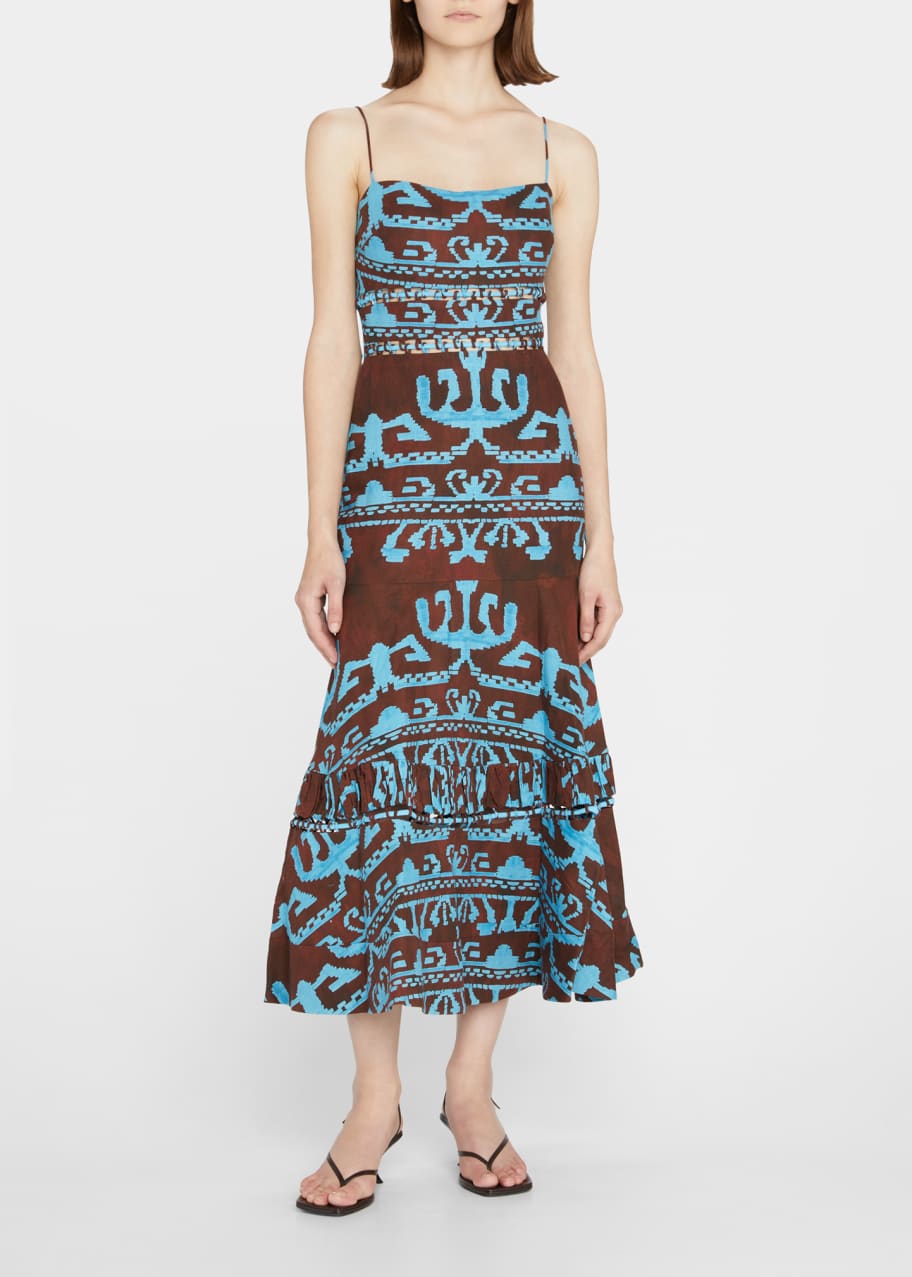 Image 1 of 1: Ayanna Interlacing Rope Tiered Printed Midi Dress