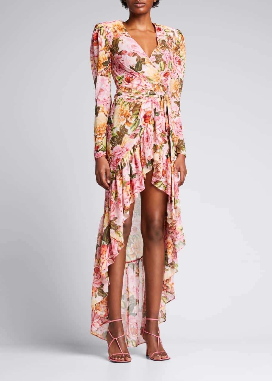 Floral high low wrap dress clearance