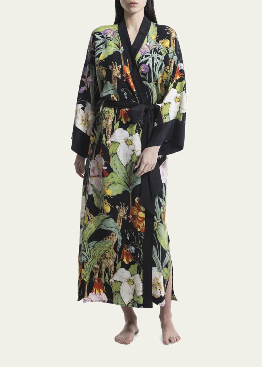 niLuu Printed Vegan Silk Kimono Robe Bergdorf Goodman