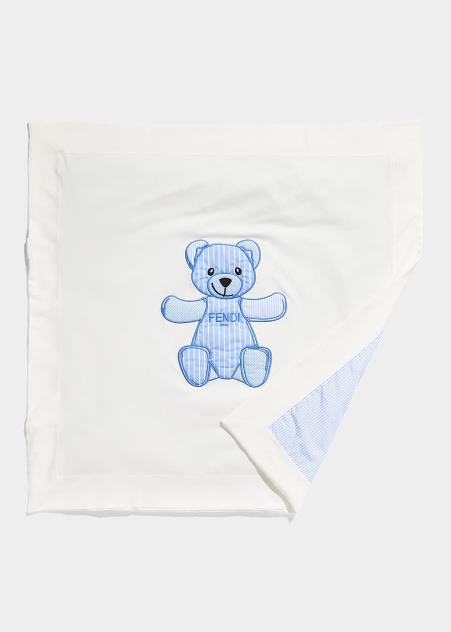 Fendi Kid's Large Bear Logo Baby Blanket Bergdorf Goodman