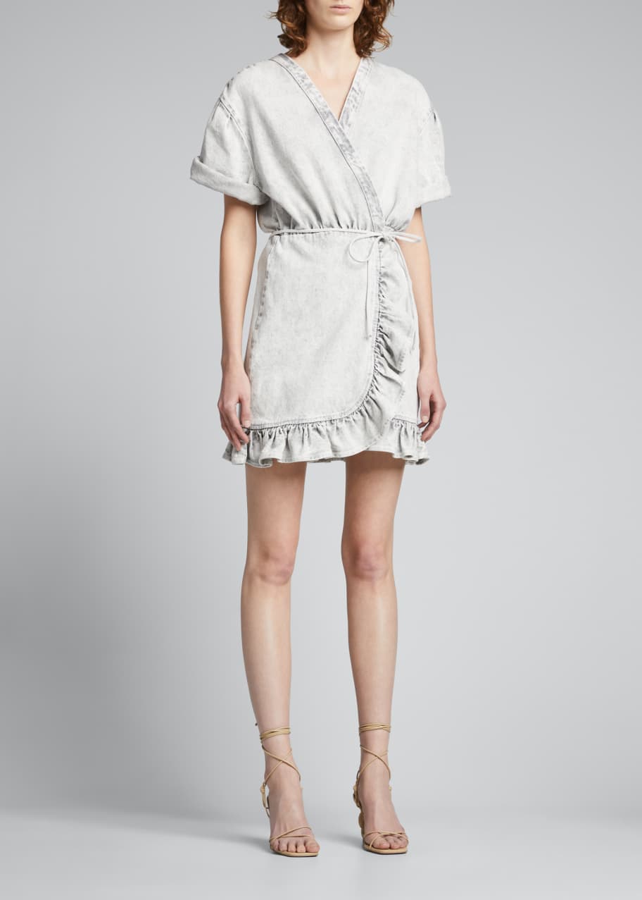 iro denim dress IRO Esmar Denim Collar Neck Elbow Sleeve Shirt Dress