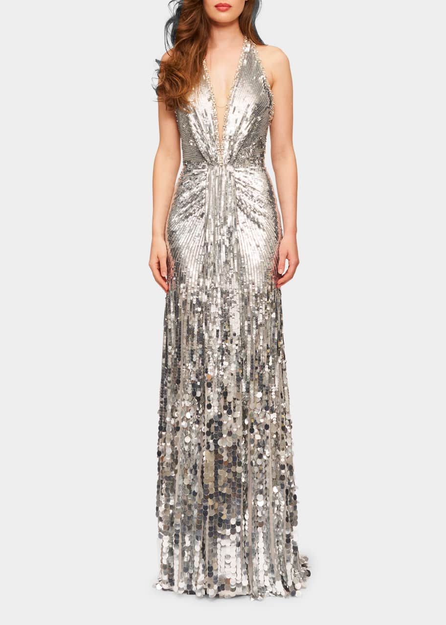jenny packham silver sequin dress Jenny Packham Sarai Dress | Silver