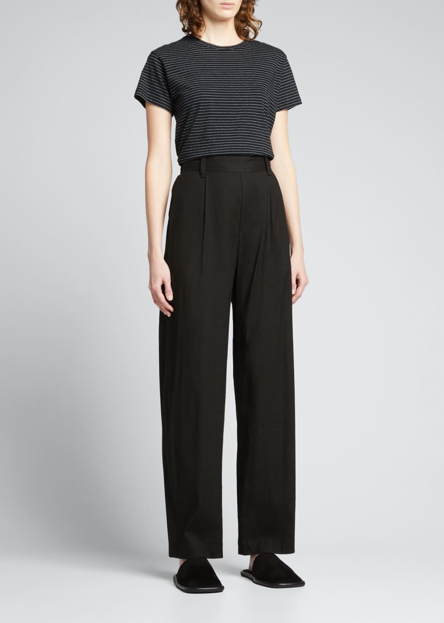 Pleat-Front Pull-On Pants
