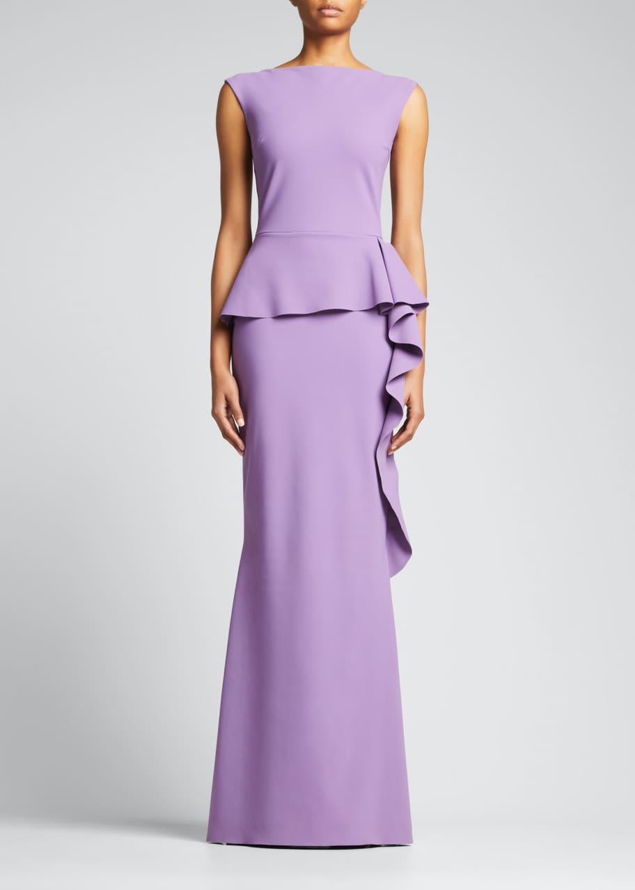chiara boni peplum dress Chiara Boni La Petite Robe Strapless Ruffle-Tiered Peplum Gown