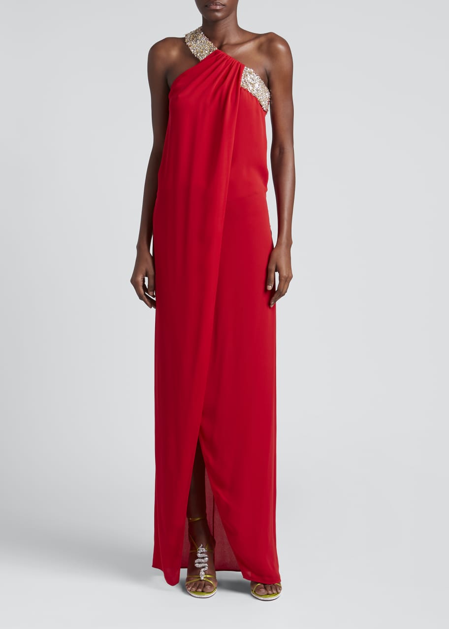 Valentino Garavani Archive Sequined One-Shoulder Chiffon Tulip Gown -  Bergdorf Goodman