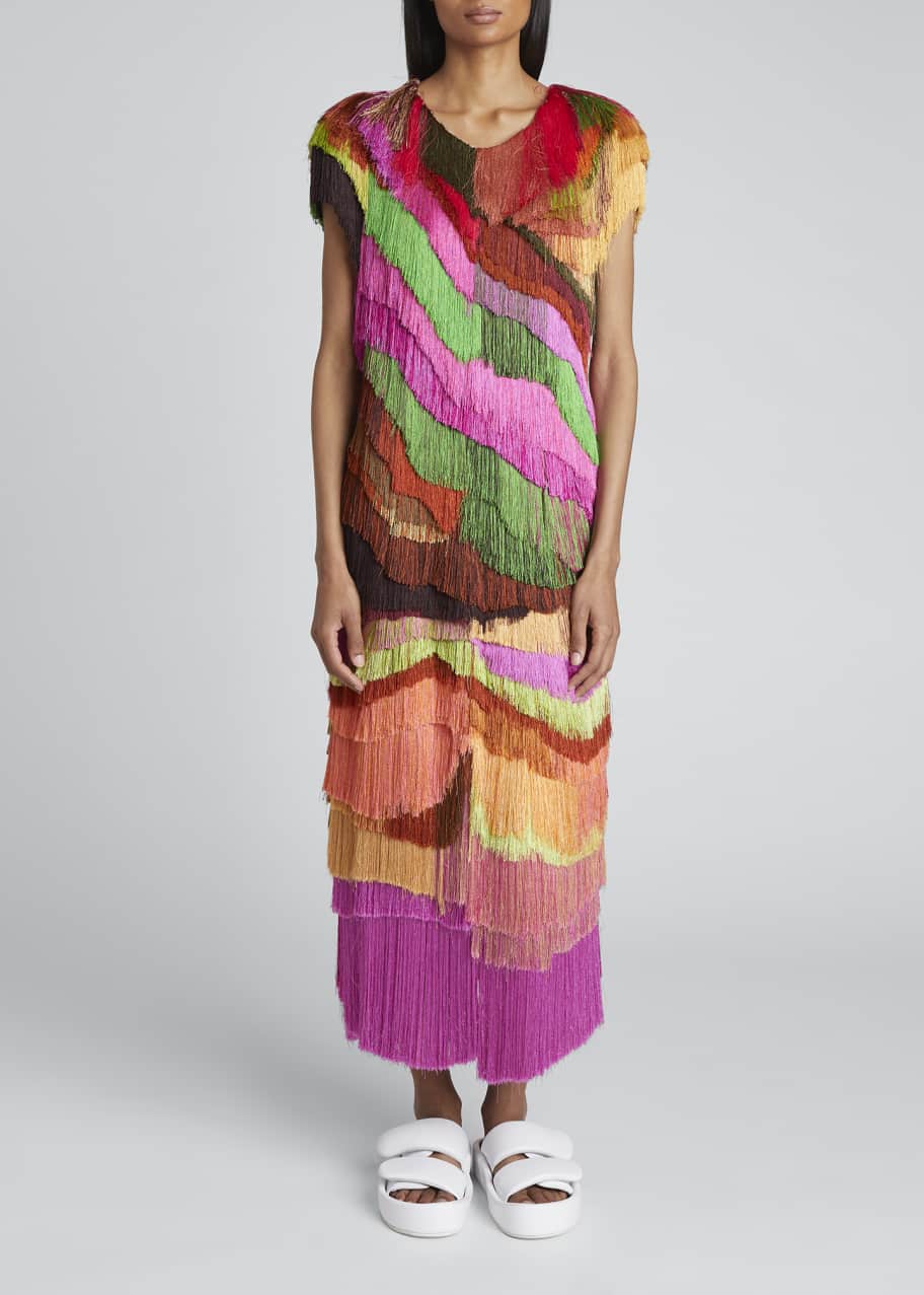 Dries Van Noten Tiered Fringe Dress - Bergdorf Goodman