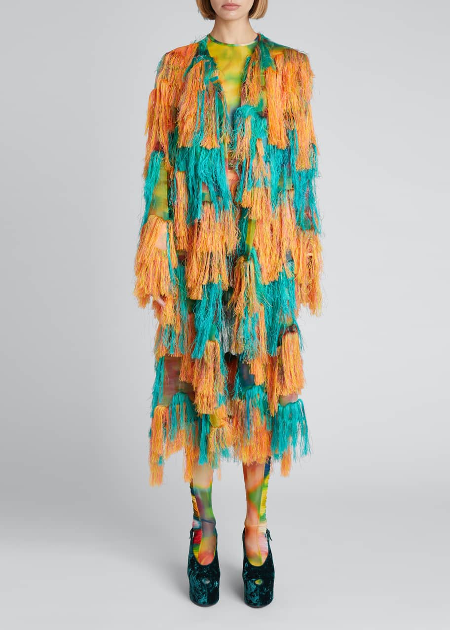 Dries Van Noten Fringe Fil Coupe Jacquard Organza Coat - Bergdorf