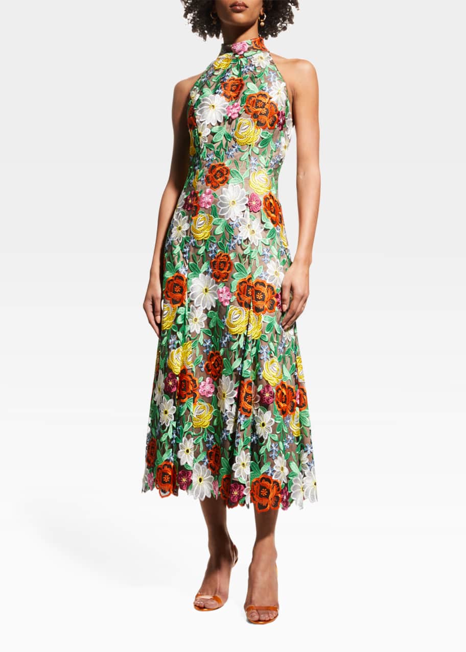milly penelope halter dress Milly Penelope Floral Embroidered Halter Dress size 0