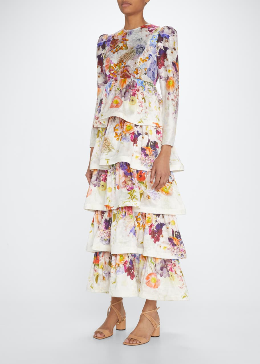knee length dresses for ladies Zimmermann Harmony Tiered Midi Dress (For Hire) – EKOLUV