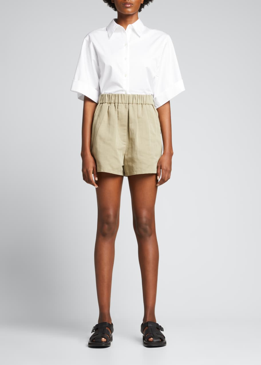Tibi Cotton Linen Sateen Pull-On Shorts - Bergdorf Goodman