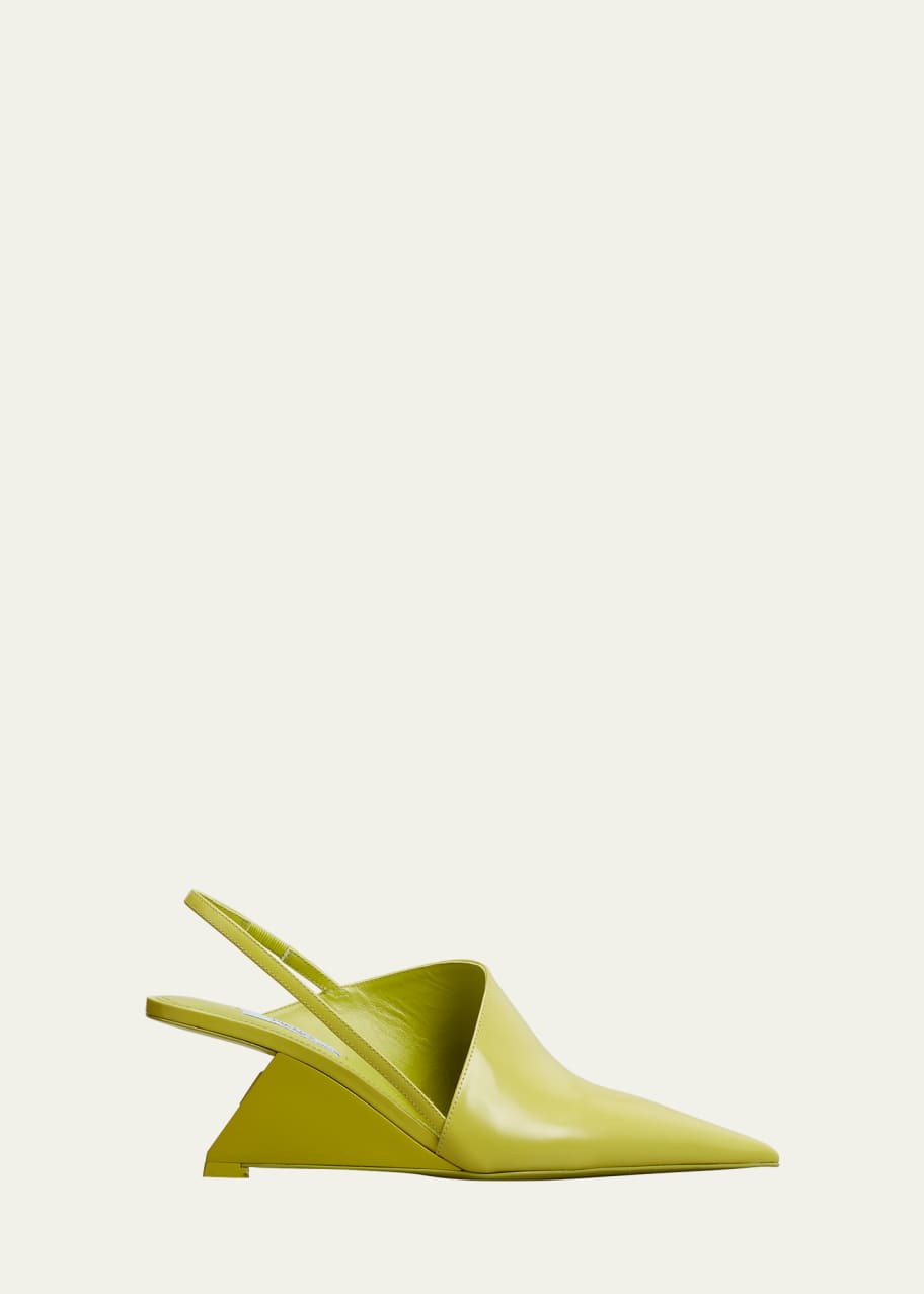 Image 1 of 1: Calfskin Slingback Wedge Pumps