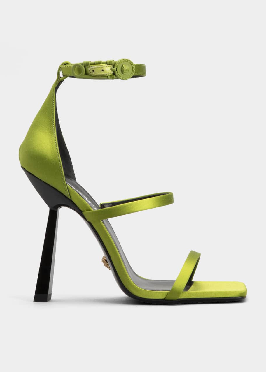 Versace Safety Pin Silk Ankle-Strap Sandals - Bergdorf Goodman