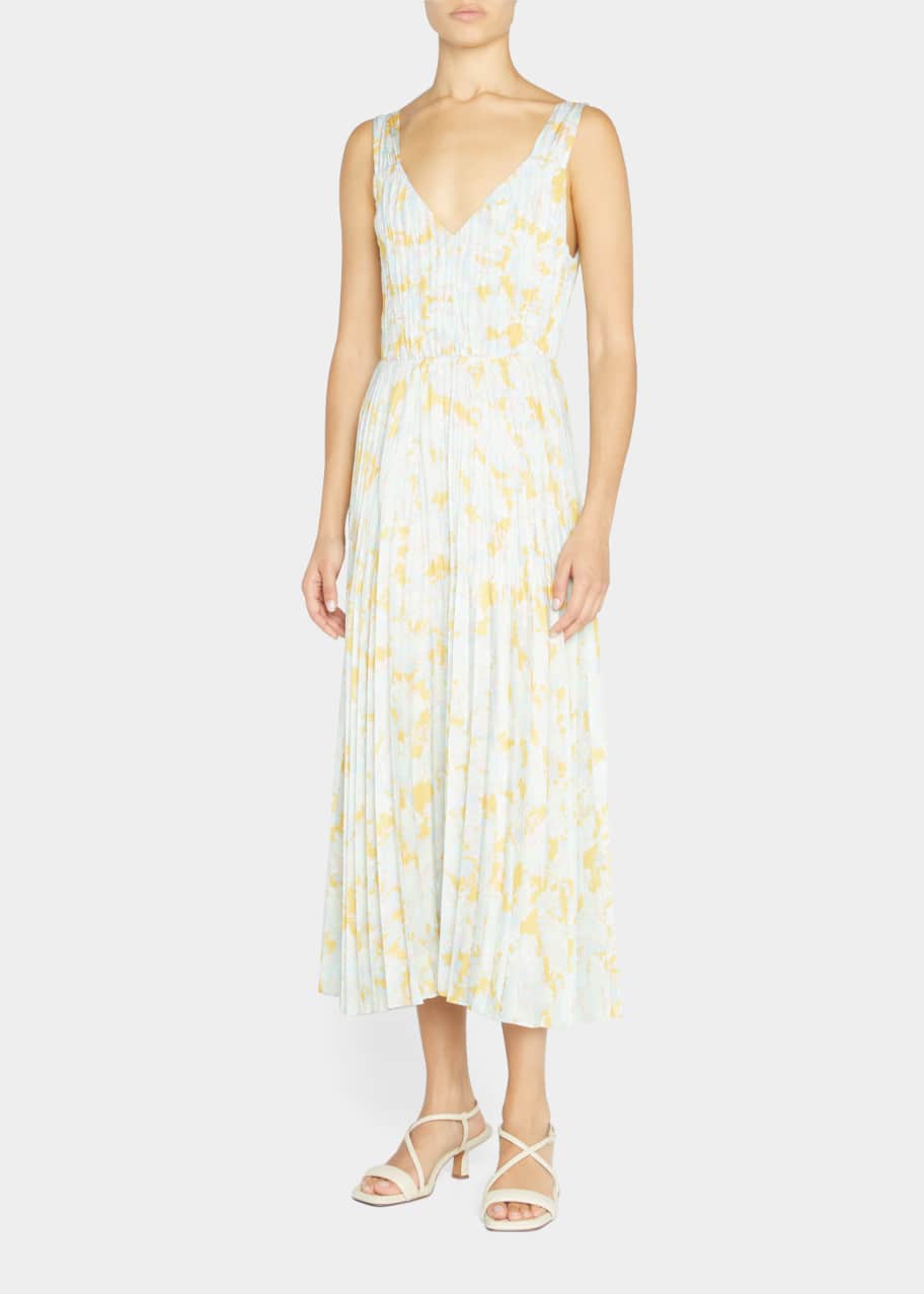 vince lotus pleated dress Vince Lotus Pleated Midi Slip Dress