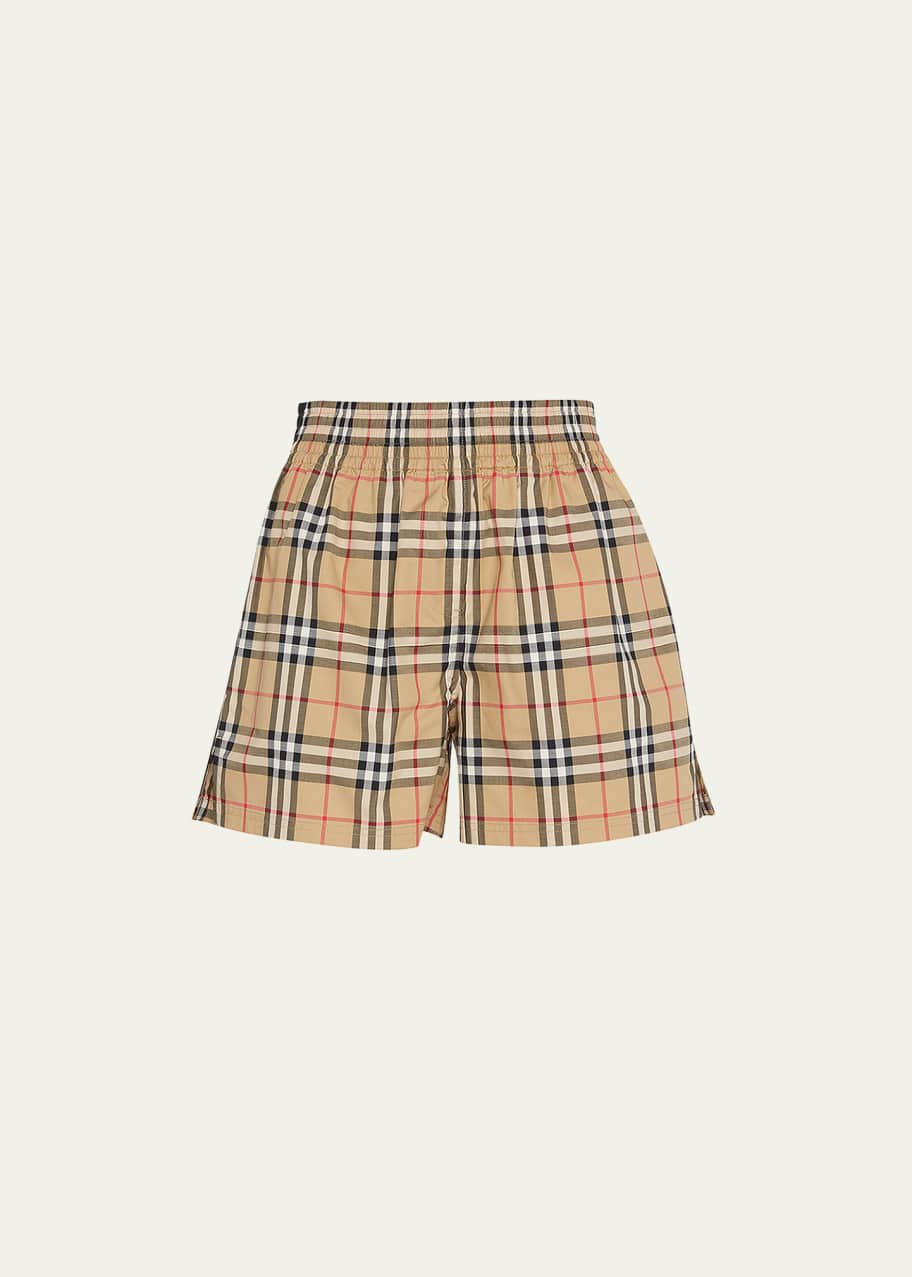 Burberry Audrey Side-Stripes Check Shorts - Bergdorf Goodman
