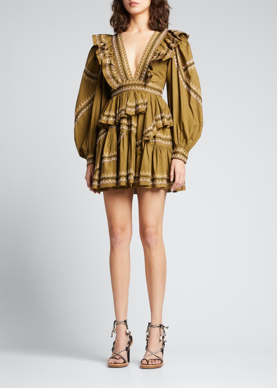 Anais Ruffle V-Neck Mini Dress