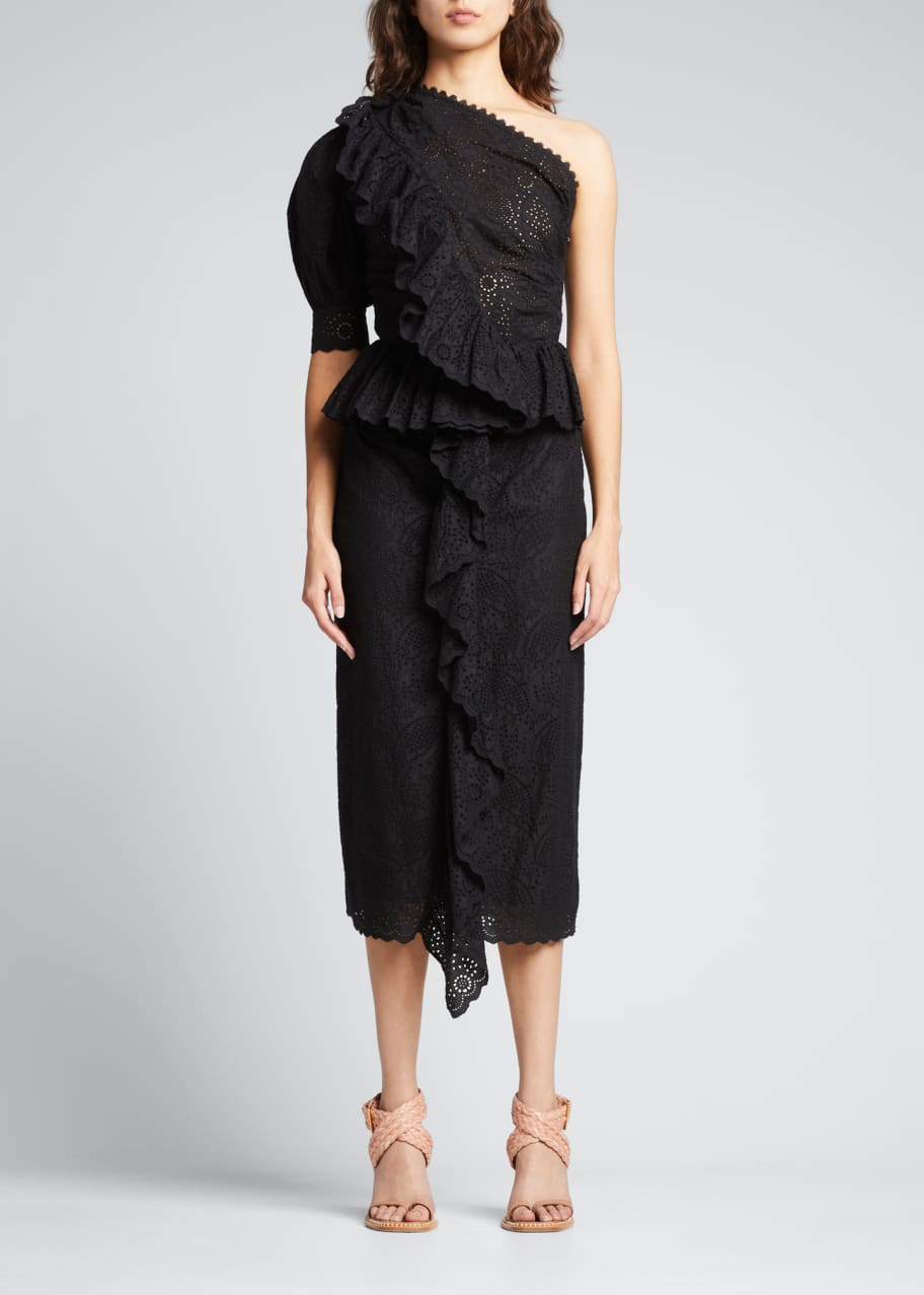 ulla johnson one shoulder dress Aureline one shoulder silk dress - green
