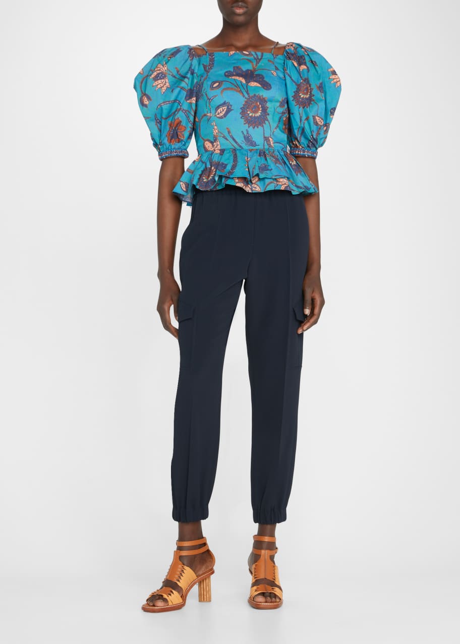 Ulla Johnson Carlotta Puff-Sleeve Lace-Up Blouse Bergdorf Goodman