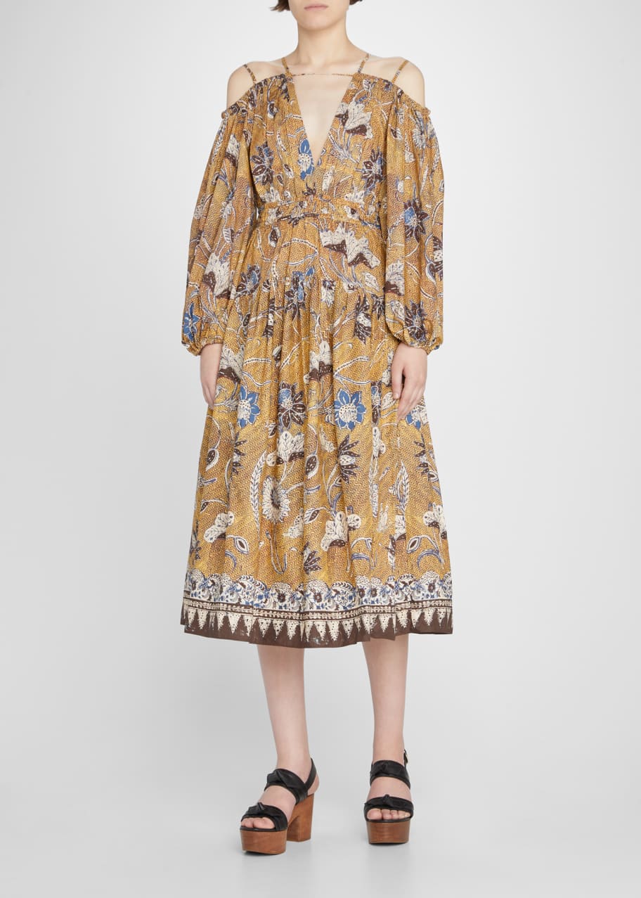 Ulla Johnson Tahlia Cold-Shoulder Midi Dress - Bergdorf Goodman