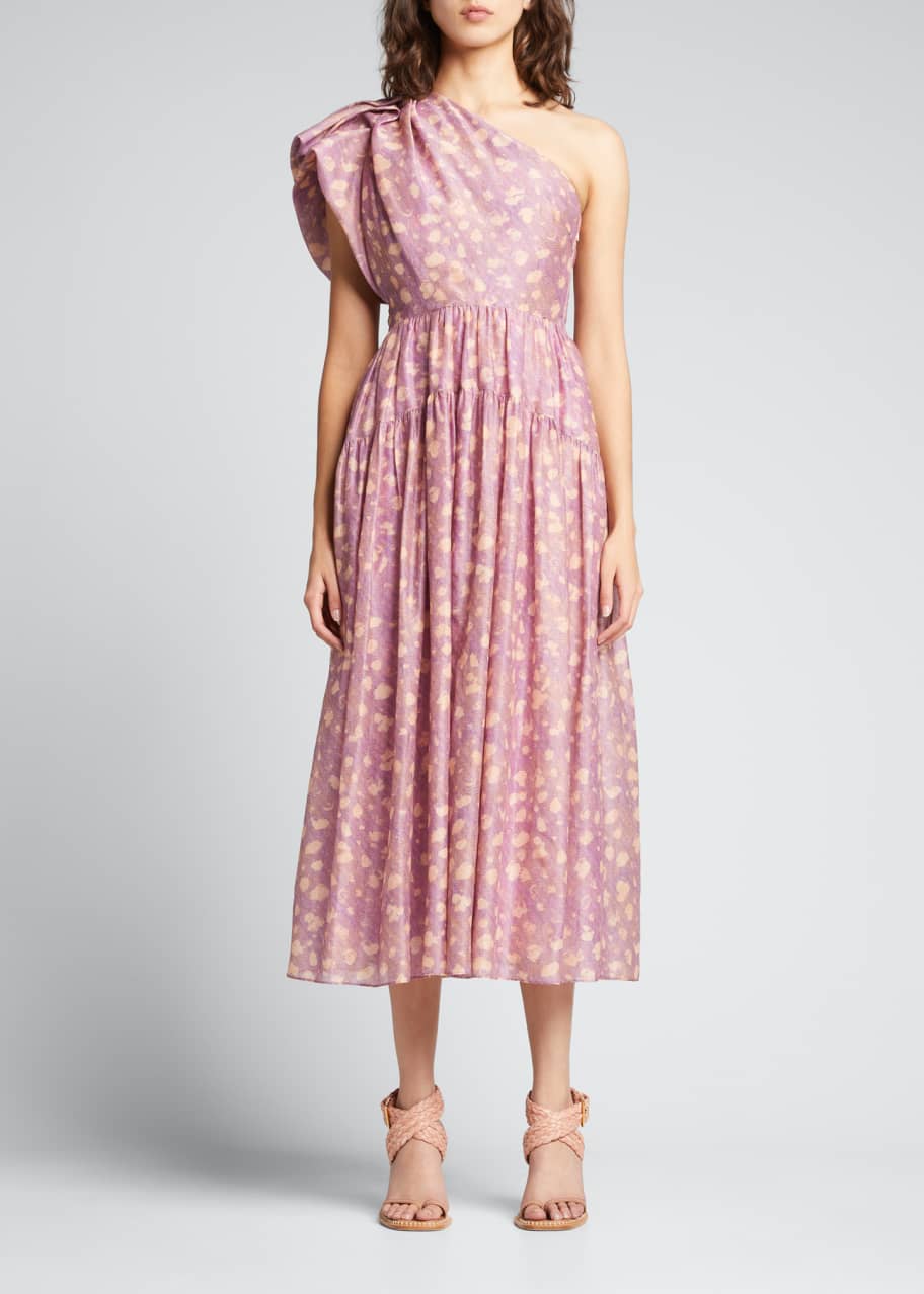 Athena Gathered One Shoulder Dress