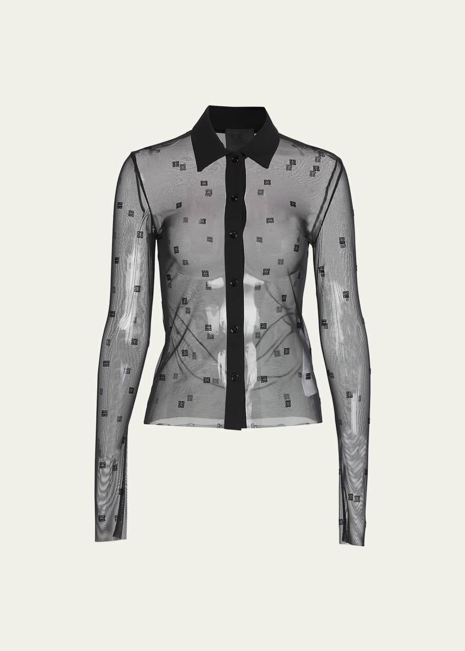 Givenchy 4G Monogram Semi-Sheer Blouse - Bergdorf Goodman