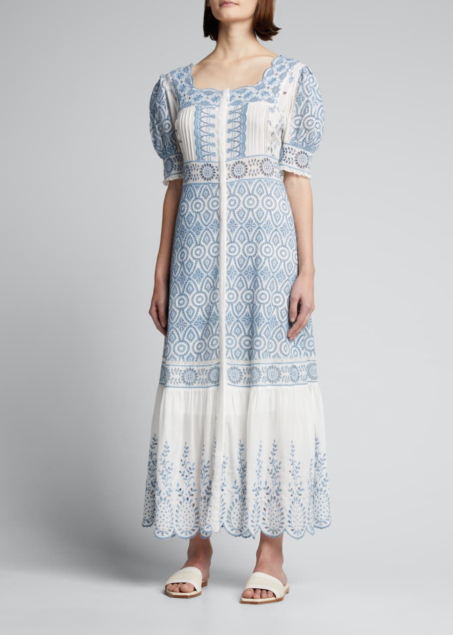 LoveShackFancy Helena Short Sleeve Eyelet Dress Bergdorf Goodman