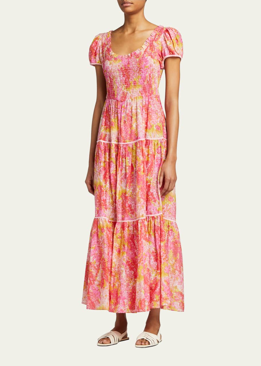 LoveShackFancy Elisabelle Floral Maxi Dress with Lace - Bergdorf Goodman