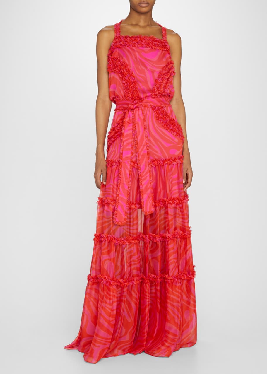 Alexis Festival Ruffle Chiffon Halter Maxi Dress - Bergdorf Goodman
