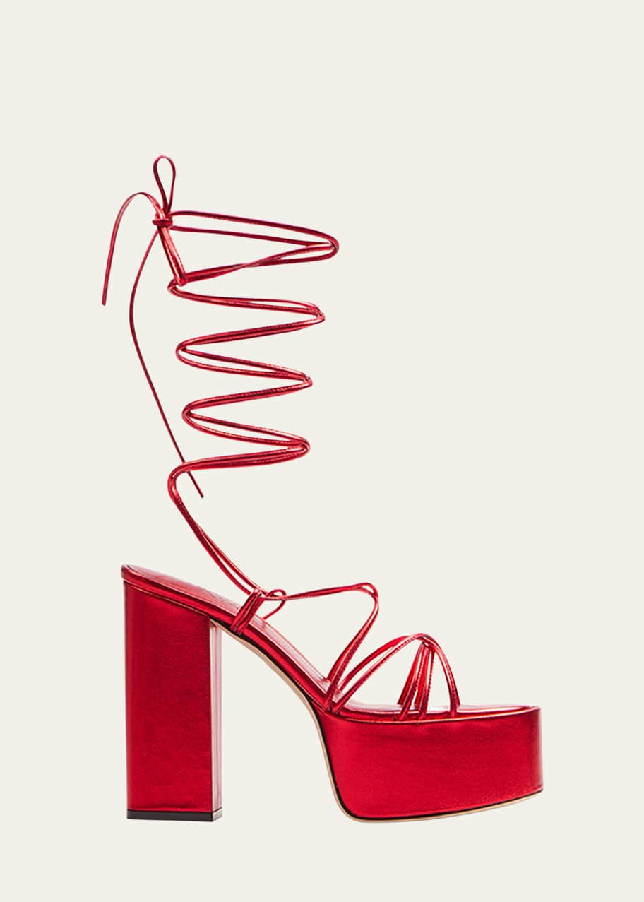 Paris Texas Malena Strappy Suede Ankle-Tie Sandals - Bergdorf Goodman