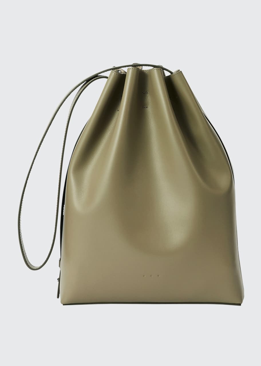Maxi Marin Ruched Leather Shoulder Bag