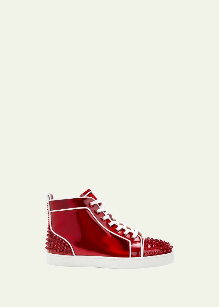 Christian Louboutin Men's Lou Spikes 2 Patent Leather High-Top Sneakers