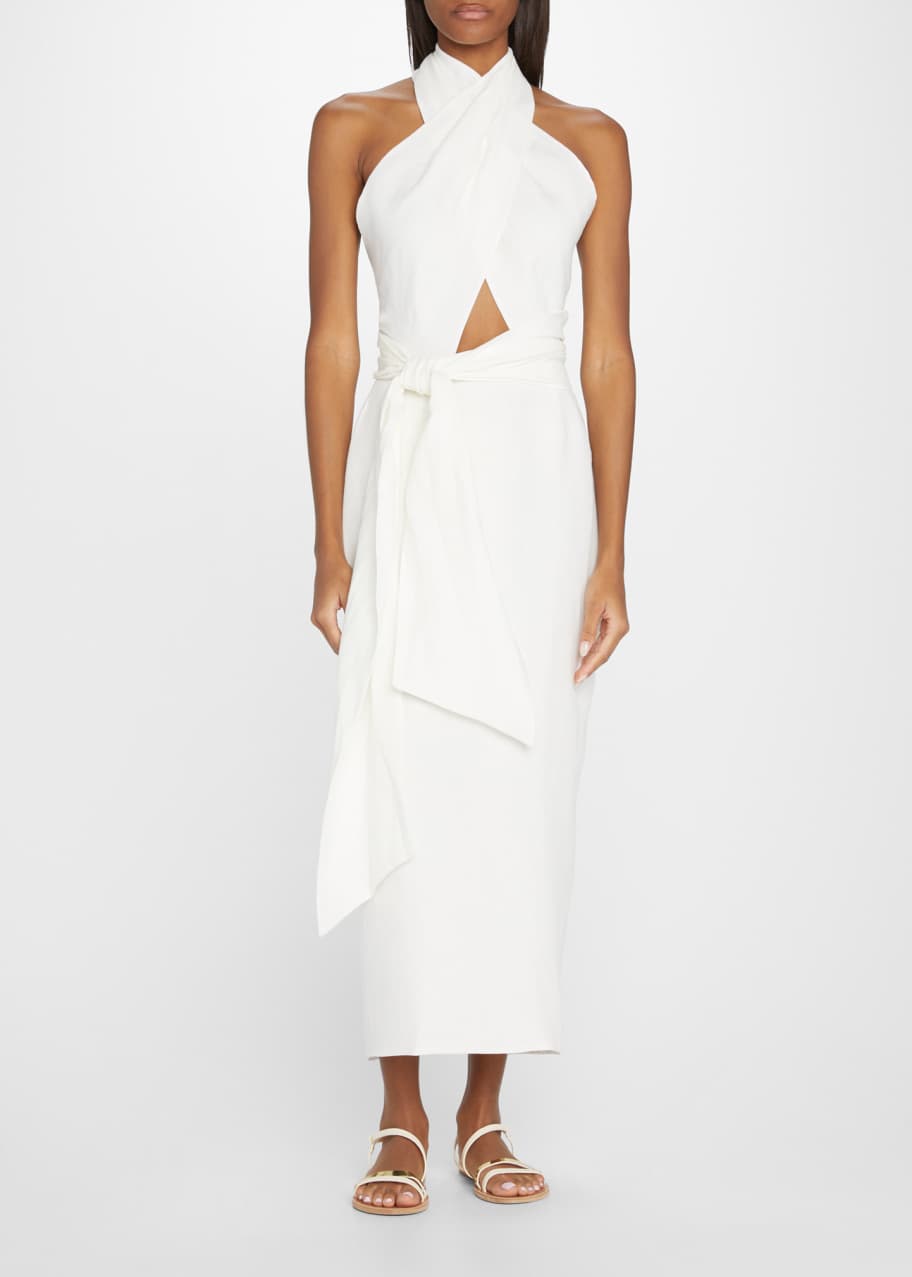 Piece of White Lya Linen Open-Back Halter Dress - Bergdorf Goodman