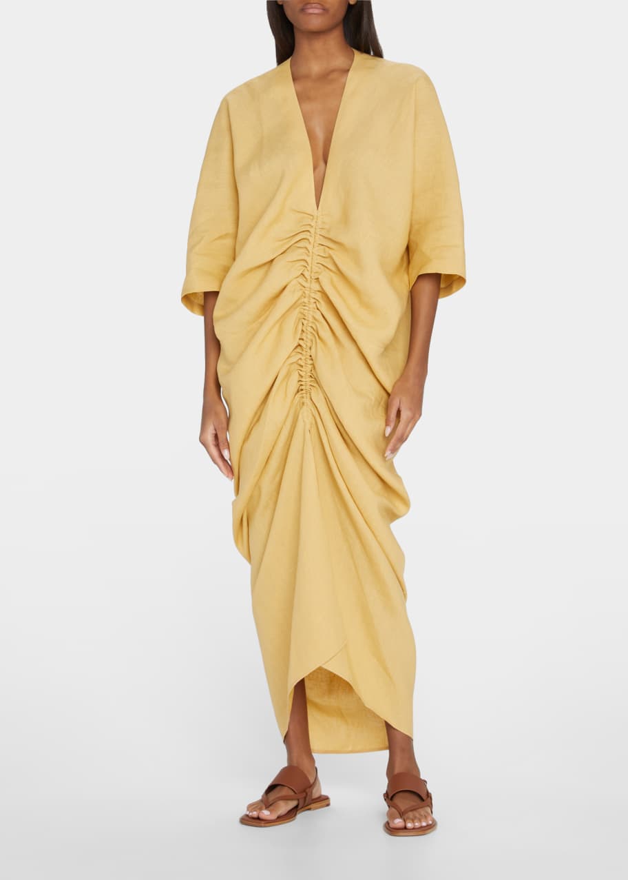 chinese dress ladies Zimmermann maxi linen golden plunge dress with from – Urbanheer