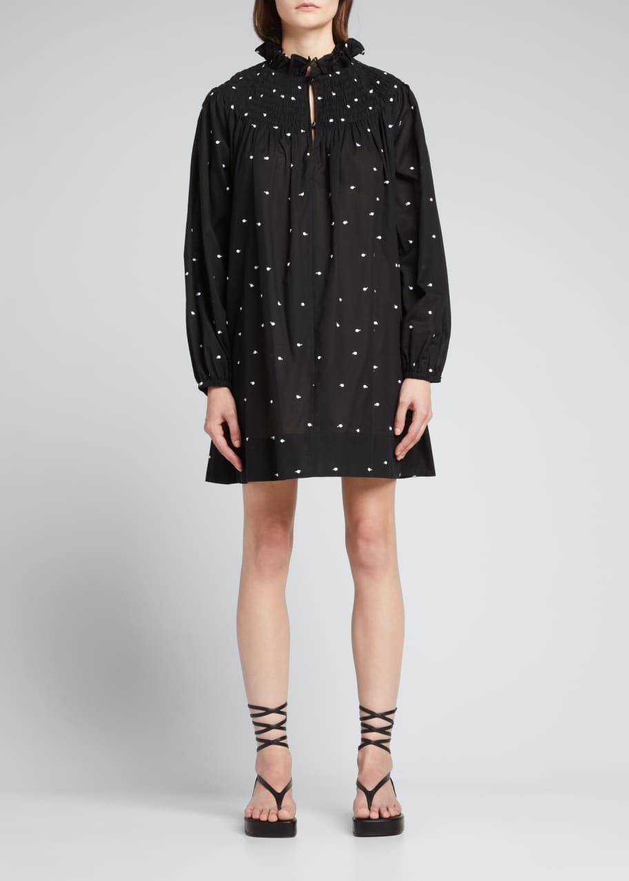 Antoinette Embroidered Polka-Dot Dress