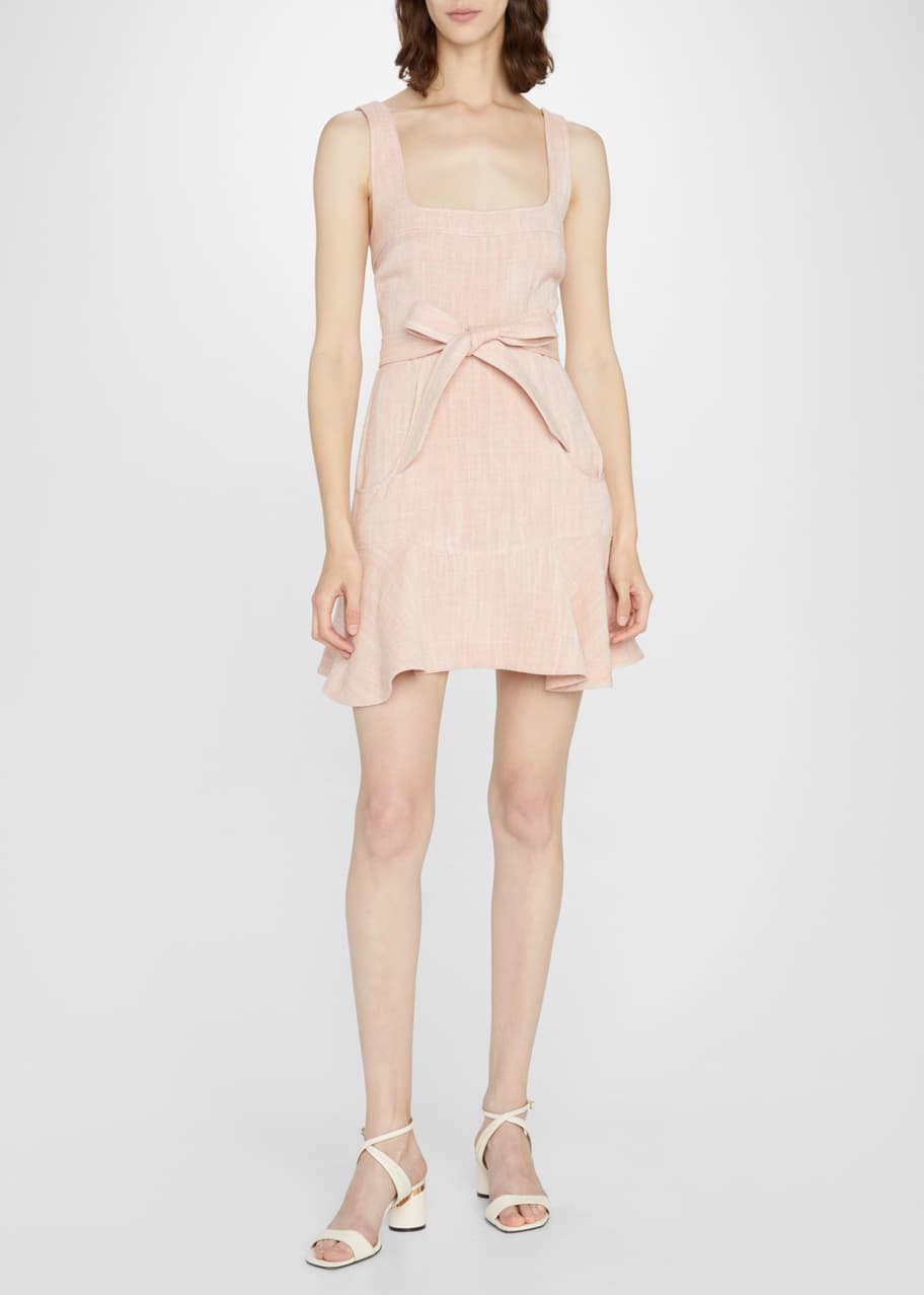 Alexis Lizaveta Belted Linen Denim Mini Dress - Bergdorf Goodman
