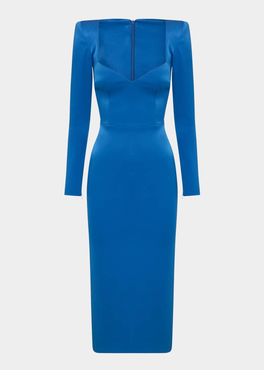 Alex Perry Sweetheart Satin Crepe Sheath Midi Dress - Bergdorf Goodman