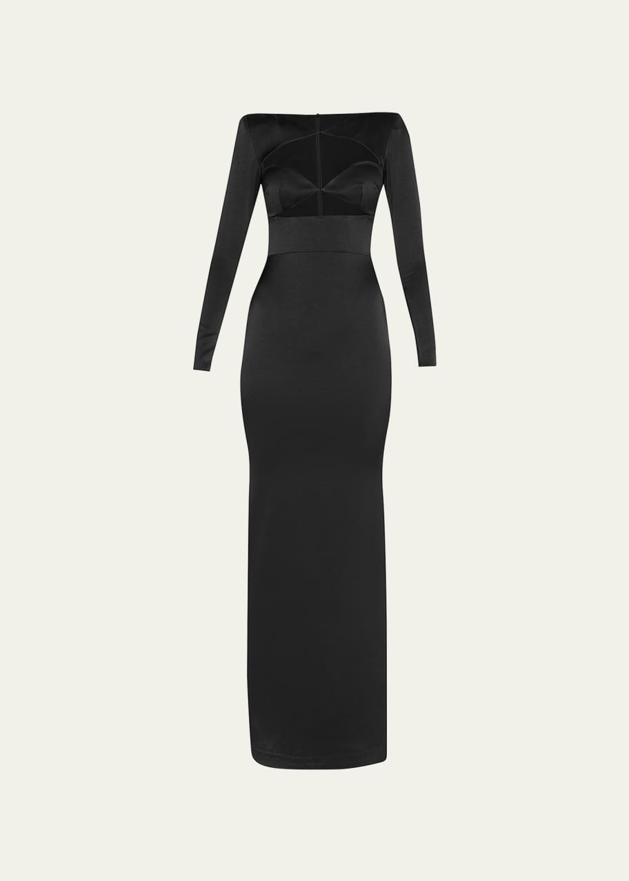 chinese dress ladies Long Sleeve Open Back Twist Gown in Crepe Jersey 6 / Cedar main image 0