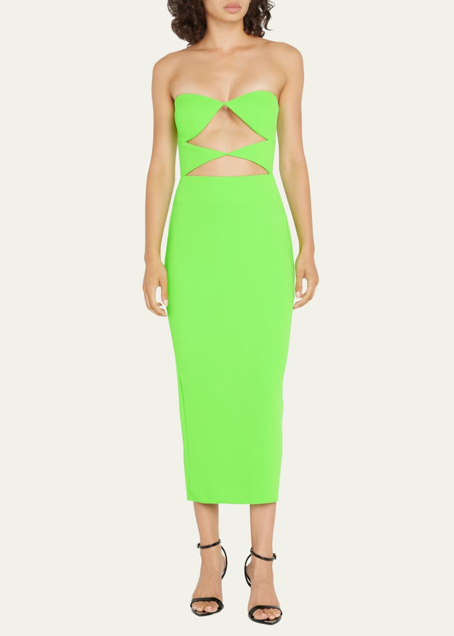 alex perry neon green dress ALEX PERRY Draped neon satin-crepe gown