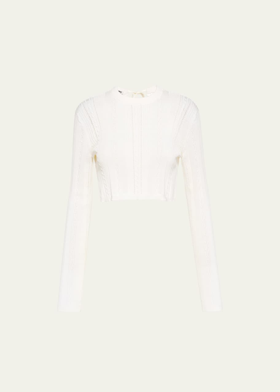 Miu Miu Open-Back Cropped Knit Sweater - Bergdorf Goodman