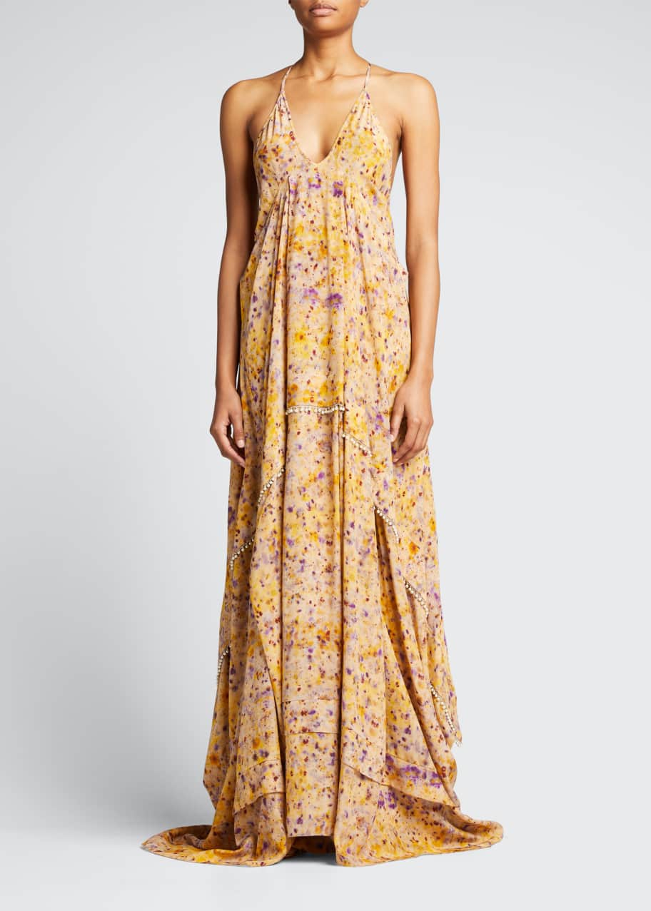 Altuzarra Athena Faux Pearl-Trim Racerback Maxi Dress - Bergdorf Goodman