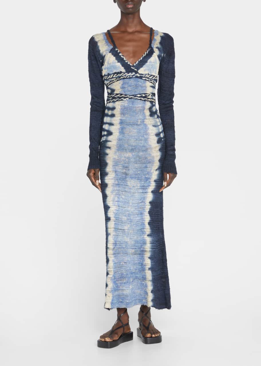Altuzarra Meena Tie-Dyed Silk Maxi Dress w/ Wrap Bralette - Bergdorf Goodman