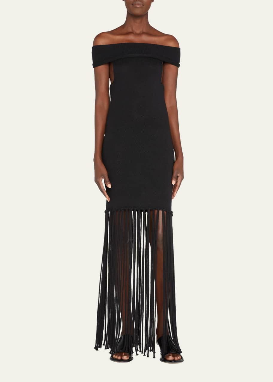 Off the shoulder fringe dress online