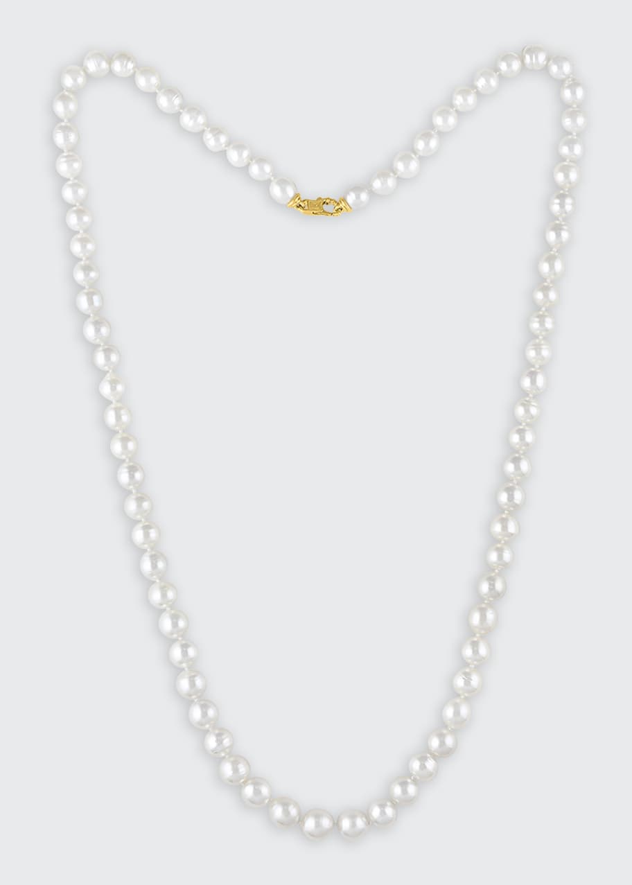 Long South Sea Pearl Strand Necklace with Large Fibula Clasp